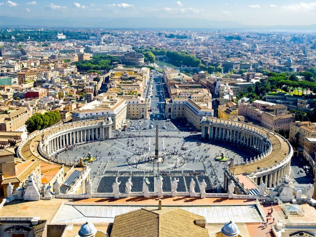 Aerial view of St. Peter's Square in Vatican City