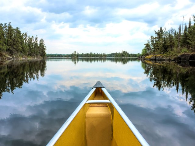 View from canoe of Minnesota lake