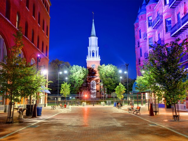 Church in Burlington, Vermont, at night