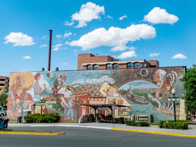 Colorful mural painted on building in Helena, Montana