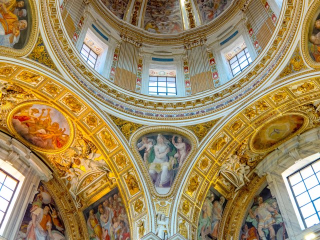 Frescoes painted on domed interior of Sistine Chapel in Vatican City