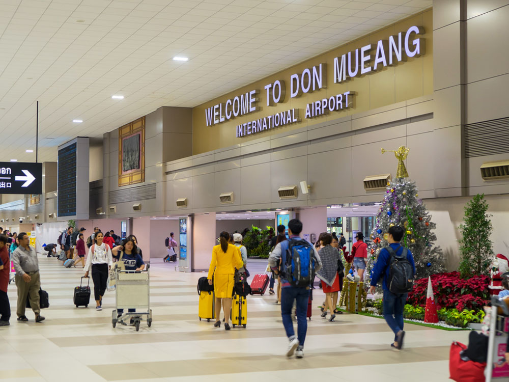 Passengers traveling inside Bangkok's Don Mueang International Airport