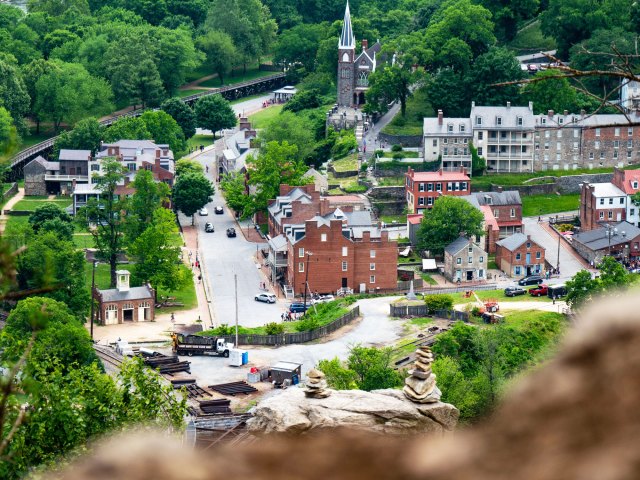Aerial view of West Virginia town