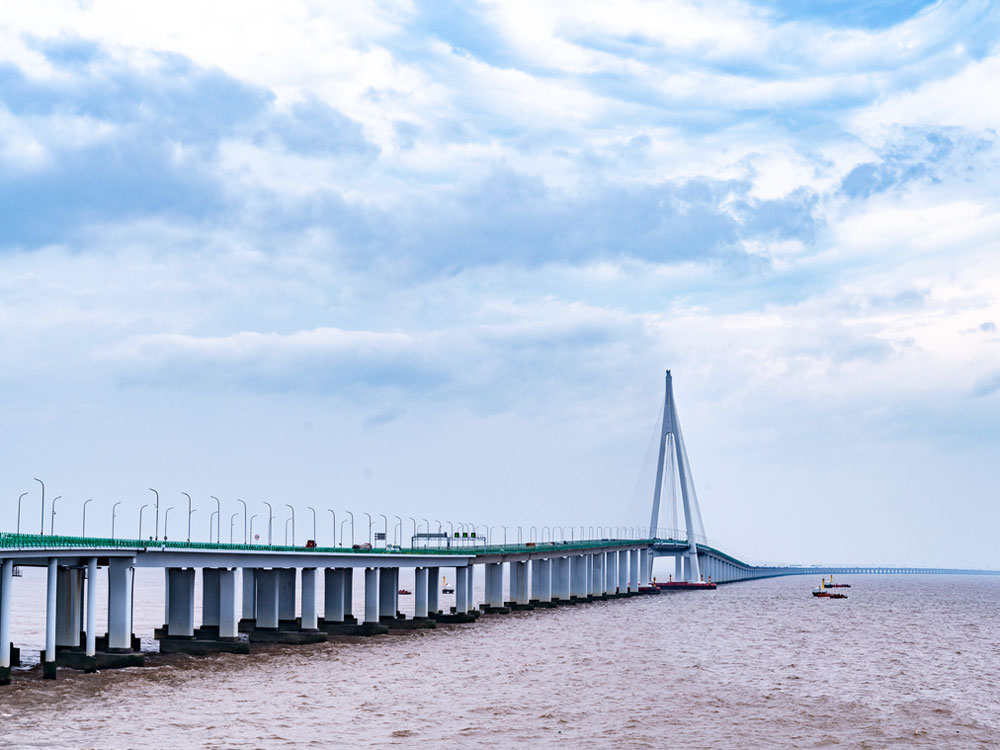China's Hangzhou Bay Bridge, seen from water level