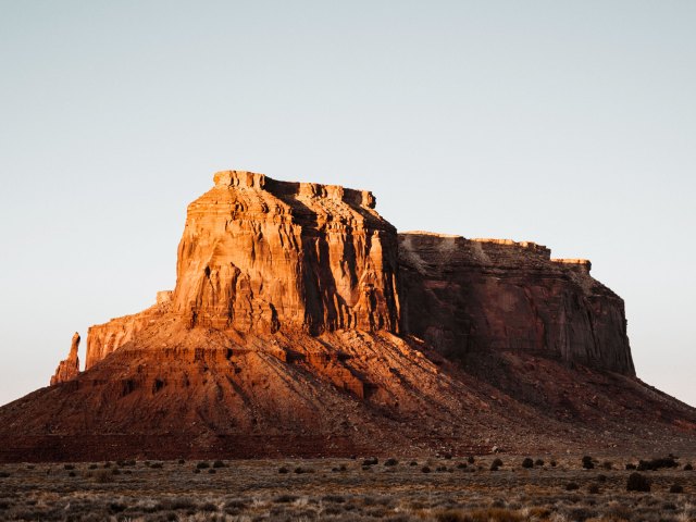 Towering rock formation at Monument Valley Navajo Tribal Park in Arizona