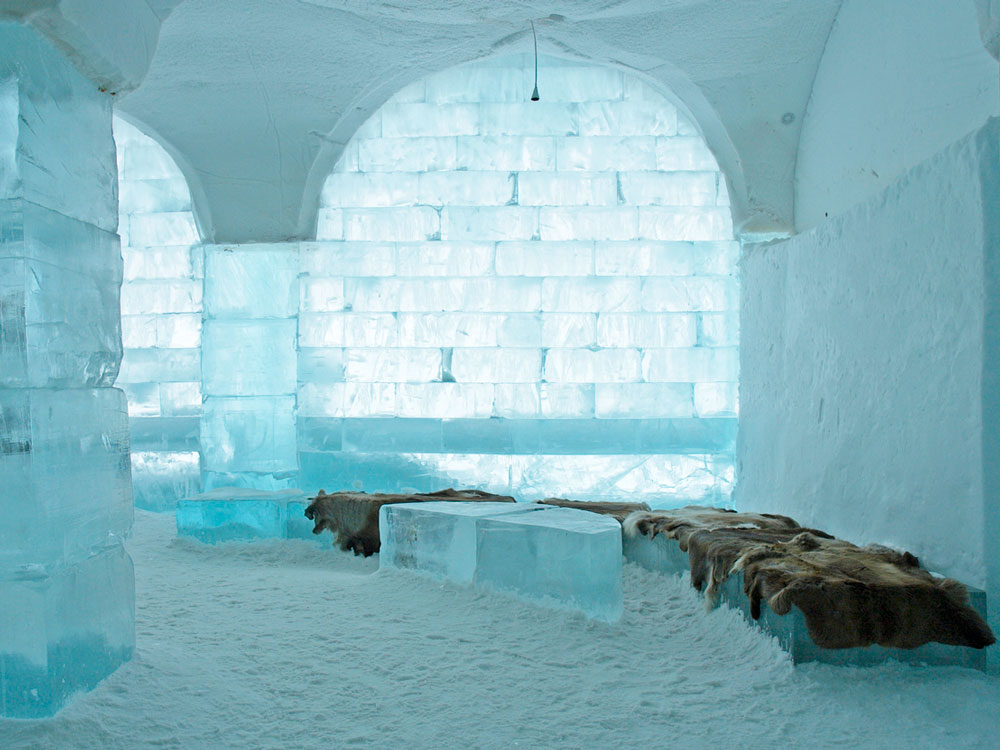 View inside Icehotel in Jukkasjärvi, Sweden