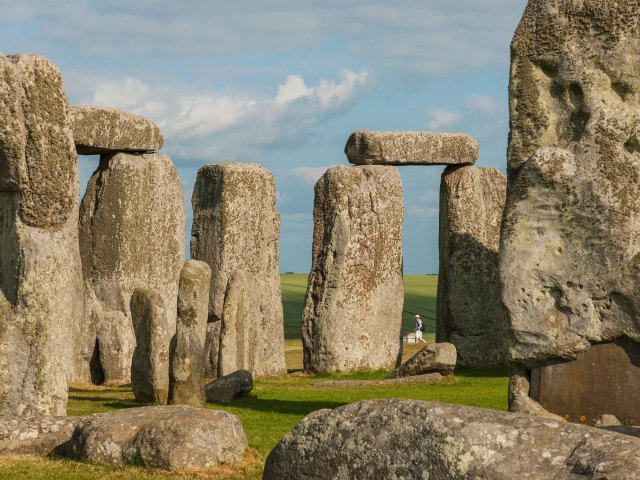 A close up picture of the ancient stones of Stonehenge