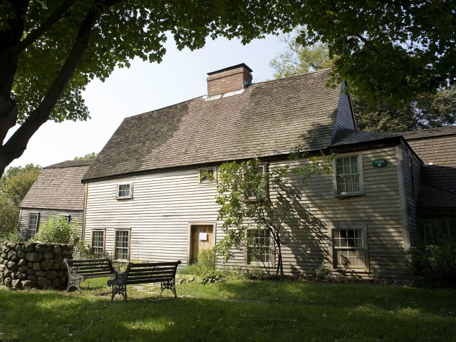 Exterior of Fairbanks House in Dedham, Massachusetts