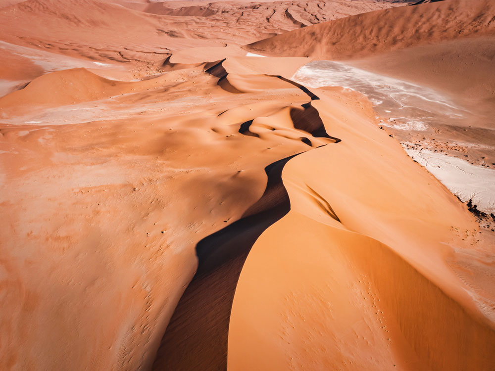 Sossusvlei, Namibia desert landscape covered in sand dunes