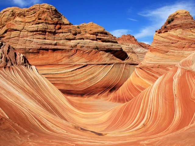 Striated red rock formations in Paria Canyon of Utah and Arizona