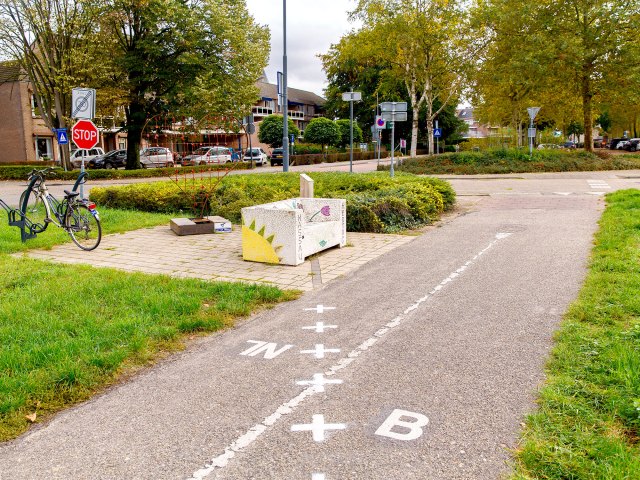 Bike pathway indicating Belgium-Netherlands border in Baarle-Hertog