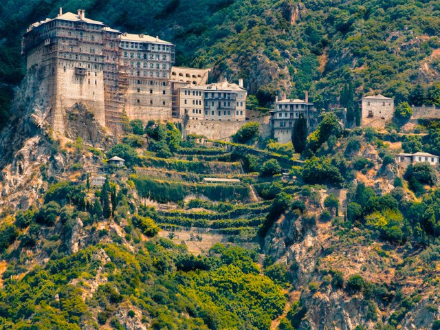 Mountaintop monasteries of Mount Athos, Greece