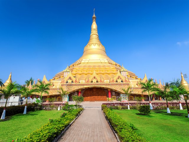 Gold-clad Global Vipassana Pagoda in Mumbai, India