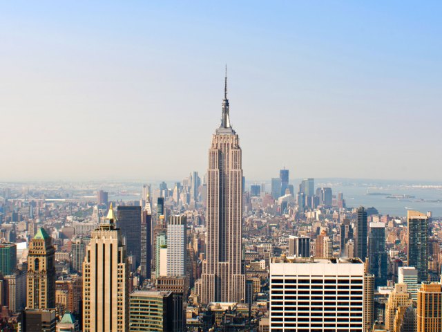 Empire State Building towering over New York City skyline