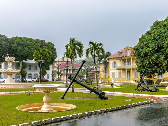 Fountains in park in Cayenne, French Guiana