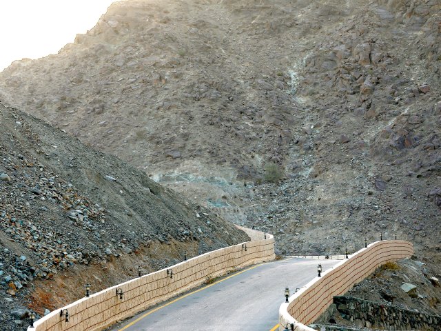 Roadway through the Wadi Madha Mountains of Oman