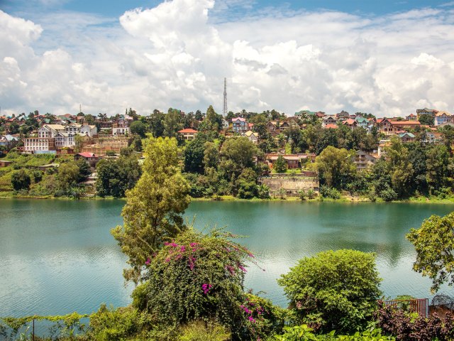 Riverfront cityscape in the Democratic Republic of the Congo
