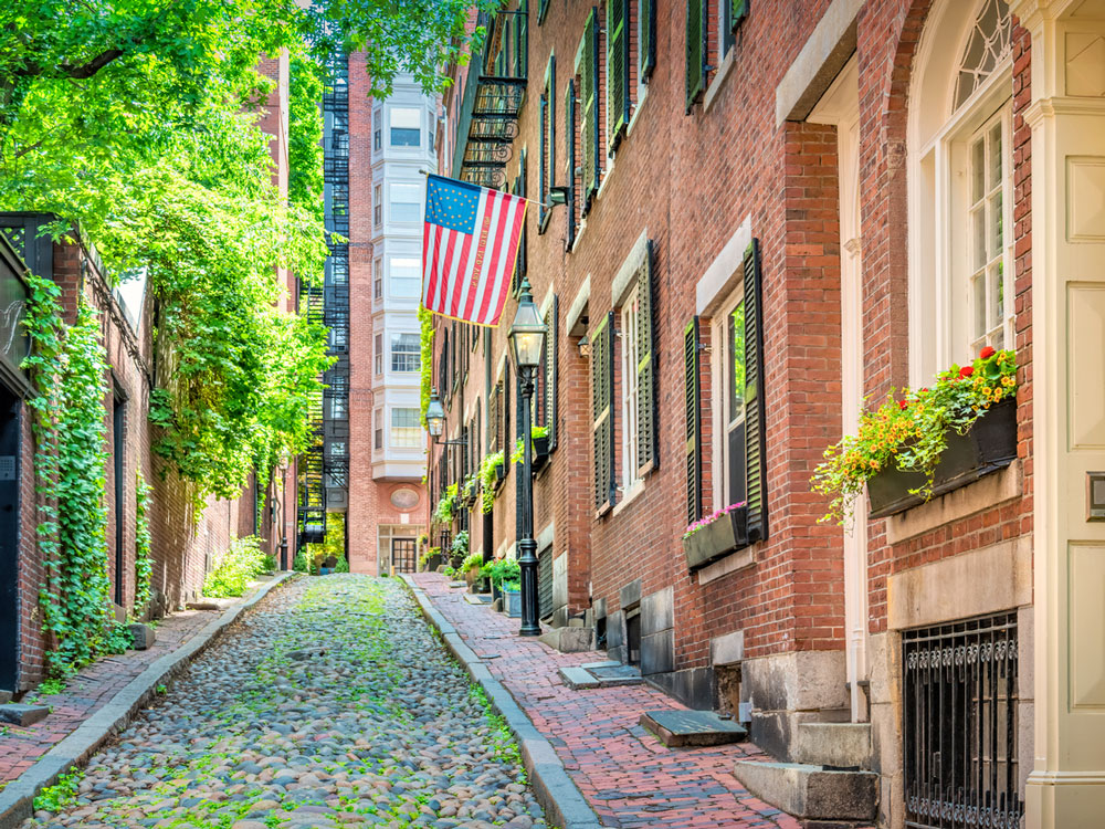 Cobblestone street in Boston, Massachusetts