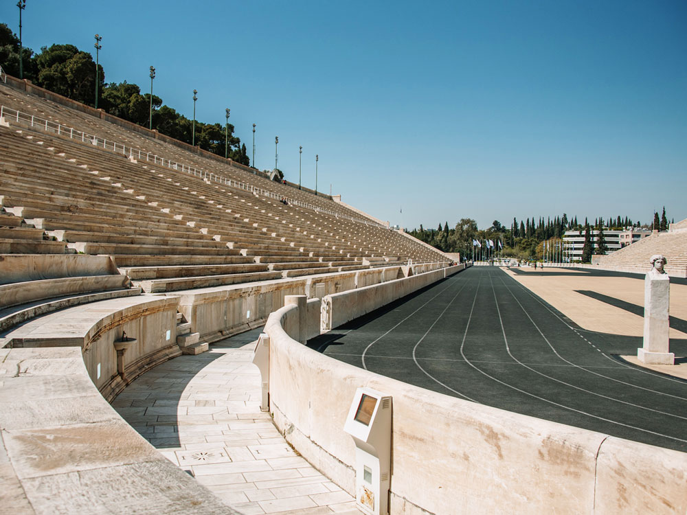 Empty stands of Panathenaic Stadium in Athens, Greece