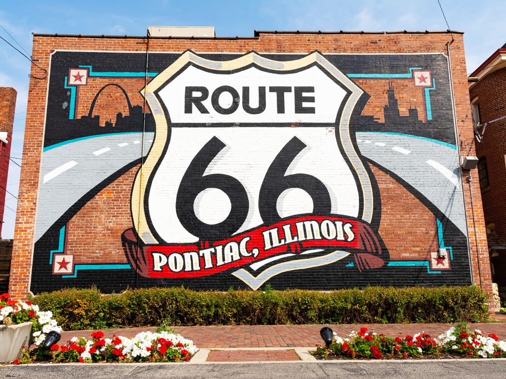 Mural for Route 66 in Pontiac, Illinois