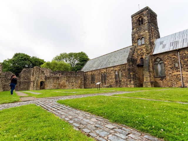 Historic church grounds in Jarrow, England