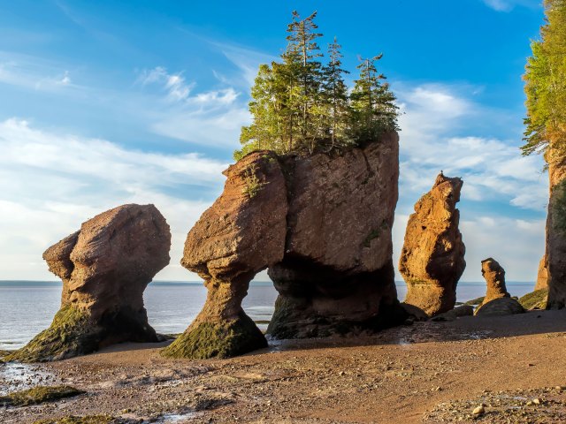 View of the Hopewell Rocks on the coast of New Brunswick, Canada