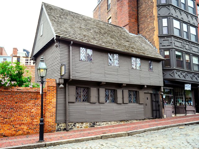 Exterior of Paul Revere House in Boston, Massaschusetts