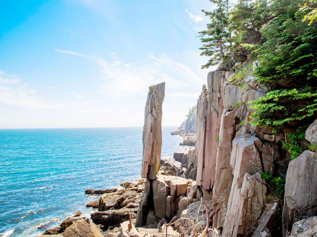 View of Balancing Rock off the coast of Nova Scotia