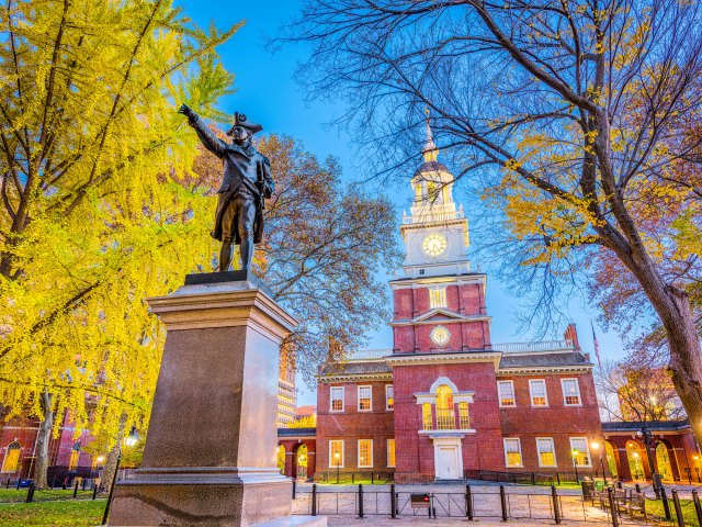 Statue in front of Independence Hall in Philadelphia, Pennsylvania