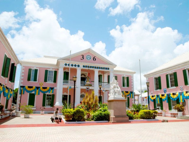 Pink parliament building in the Bahamas