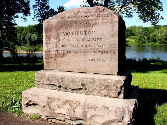 Monument marking the crossing of the Delaware River at Washington Crossing Historical Park