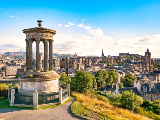 Hilltop monument overlooking Edinburgh, Scotland
