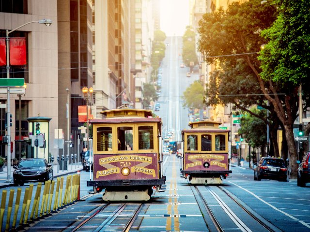 Street cars on streets of San Francisco