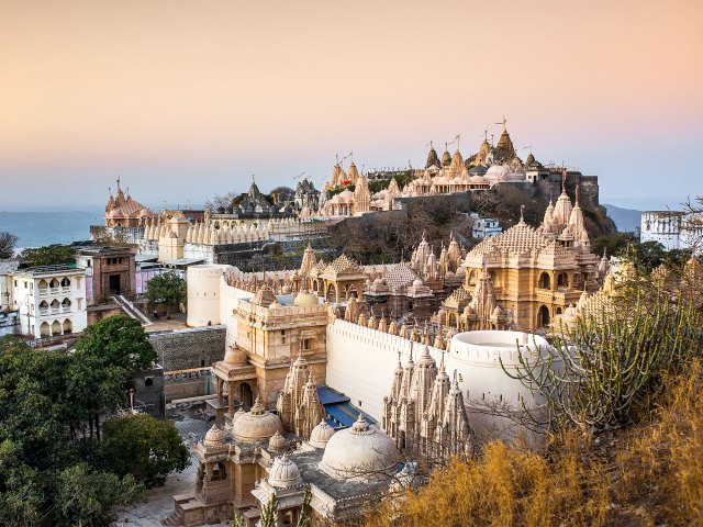Hilltop temples in India, seen from above