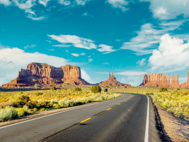 Empty highway in Monument Valley