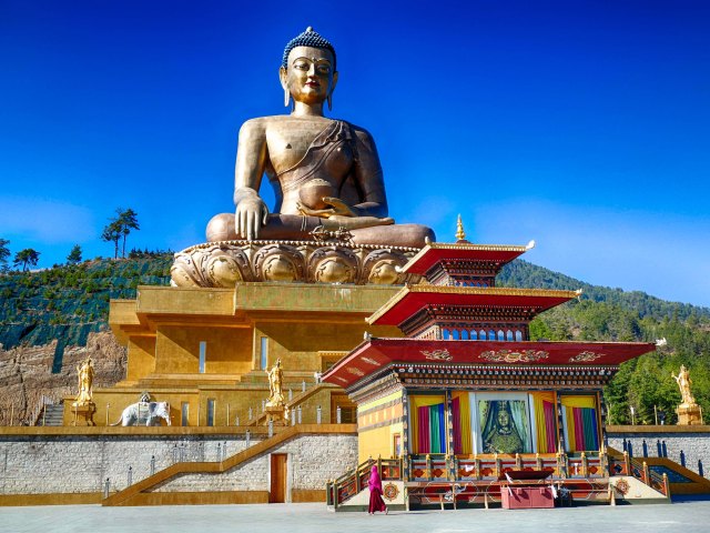 Large gold Buddha statue in Thimphu, Bhutan