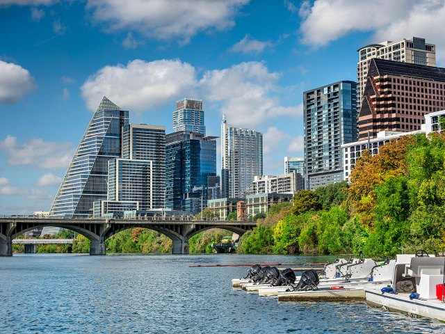 Downtown Austin, Texas, skyline with Colorado River