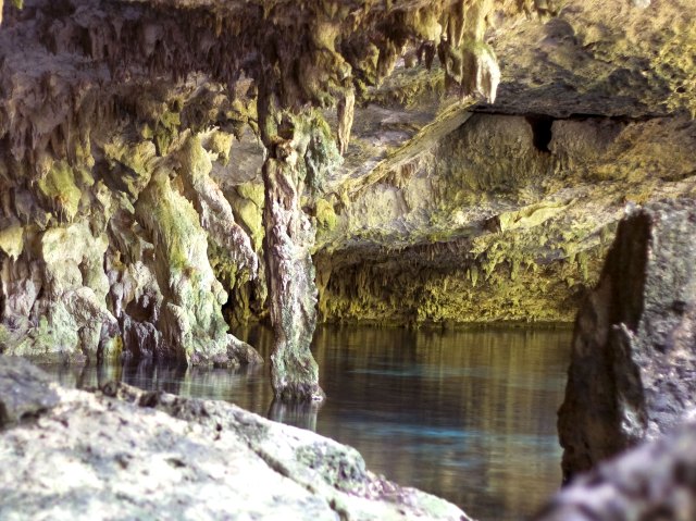 Interior of Dos Ojos cenote in Mexico