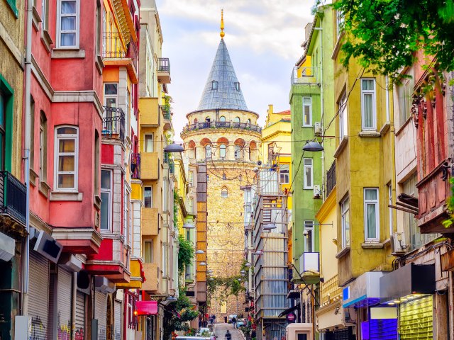 Colorful buildings in Istanbul, Turkey