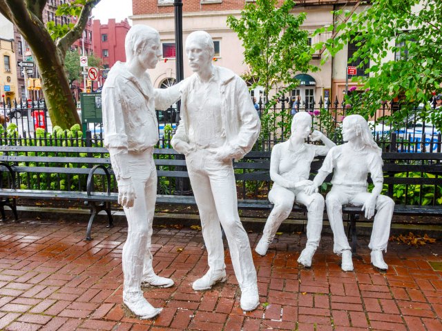 Commemorative statues at Stonewall National Monument in New York City