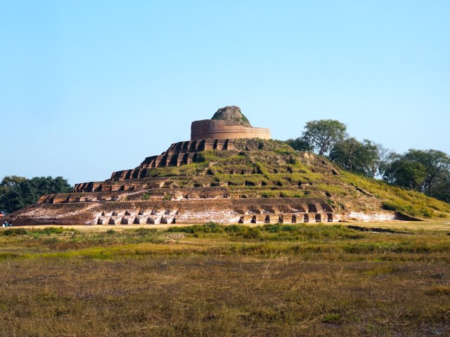 Kesaria Stupa built into hillside in Bihar, India