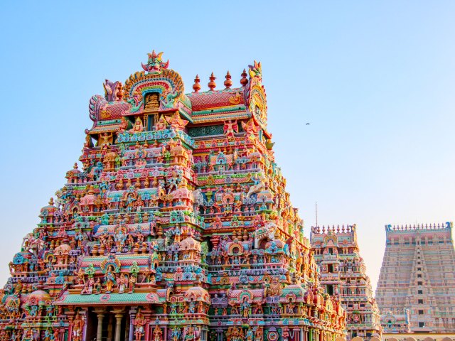 Colorful Sri Ranganathaswamy Hindu temple in Tamil Nadu, India