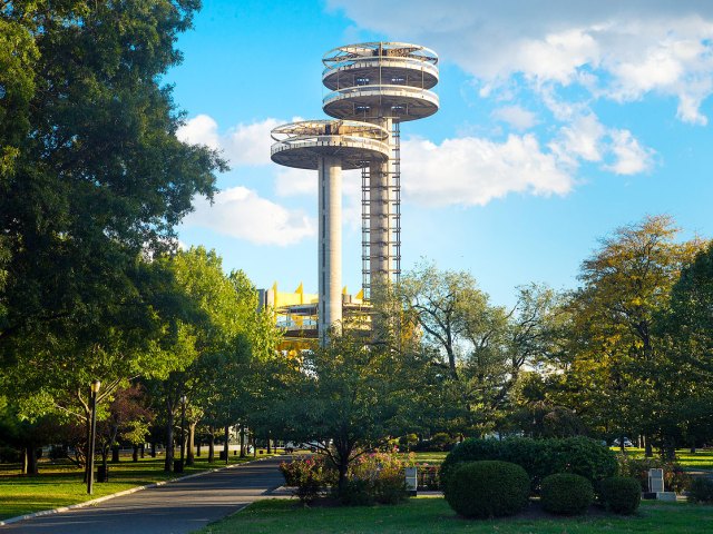 Buildings of the New York State Pavilion from 1964 World's Fair in Queens' Flushing Meadows Park