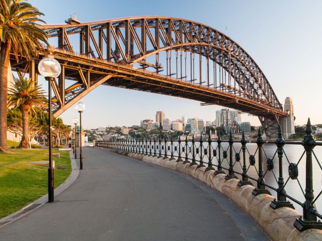 Pathway leading under Sydney Harbour Bridge