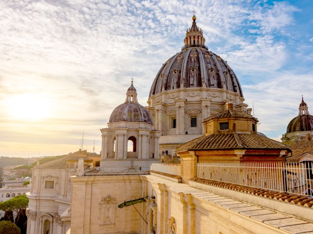 St. Peter's Basilica in Vatican City seen at sunset