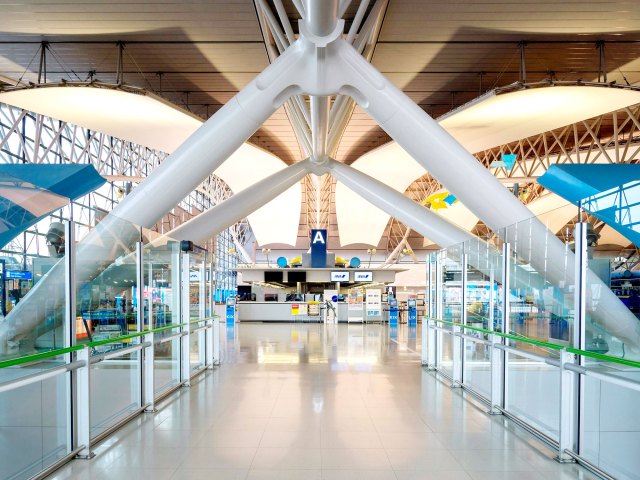 Interior of terminal at Kansai International Airport in Japan