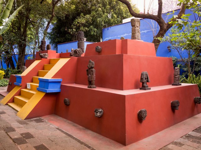 Indigenous art on display in courtyard of the Blue House in Mexico City