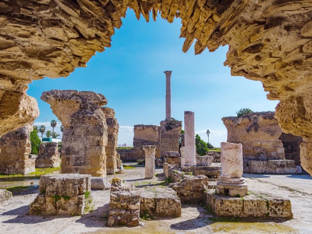 Ruins of Archaeological Site of Carthage in Tunisia