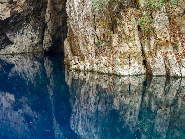 Water-filled interior of Chinhoyi Caves in Zimbabwe