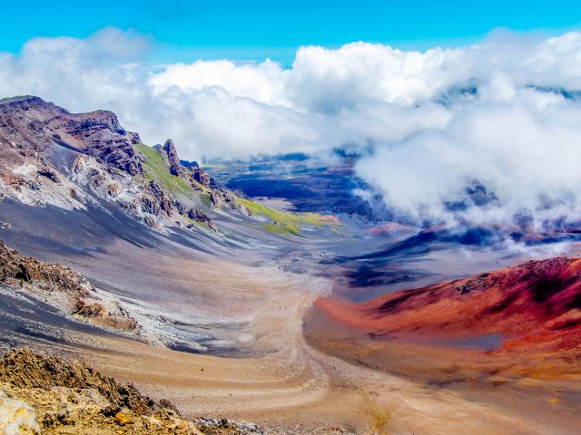 Clouds forming over Haleakalā National Park in Hawaii